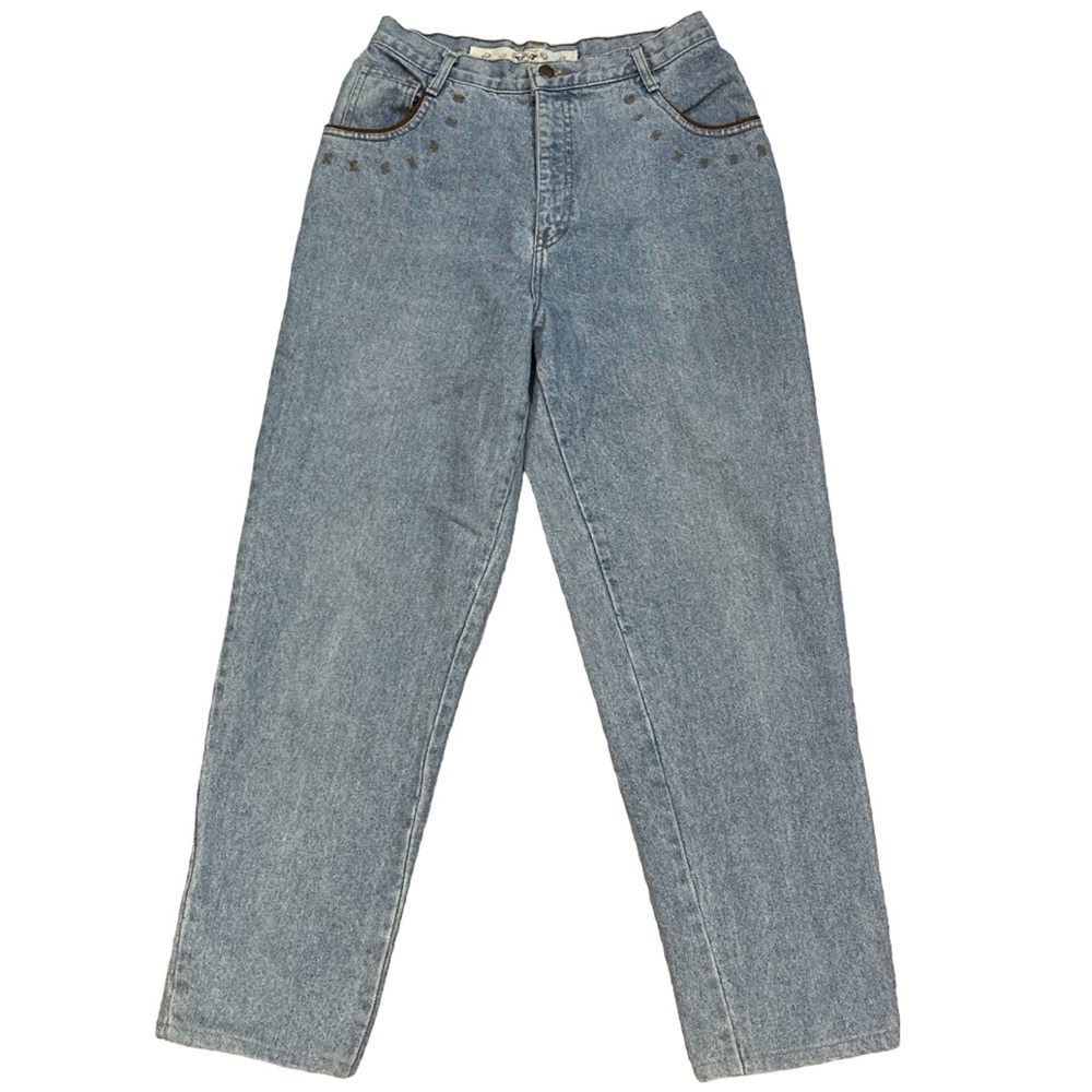 VINTAGE NEVADA women's high-waisted western style light wash jeans, size 13/28".